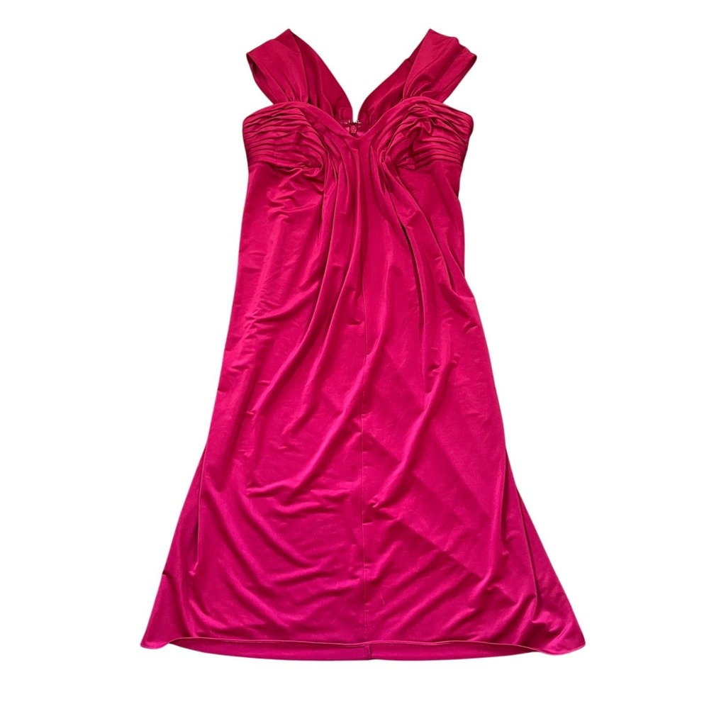 Adrianna Papell‎ Pink Ruched Sleeveless Midi Dress Cocktail Party Formal Size 4